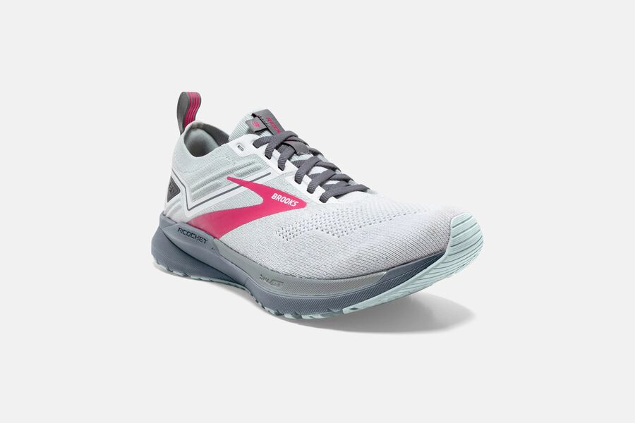 Brooks Ricochet 3 Road Running Shoes - Womens - White/Pink - RC5238094